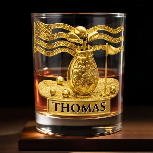 American Golf Legend Golf Bag and Clubs - Personalized Whisky Glass - GOLF020_RWG