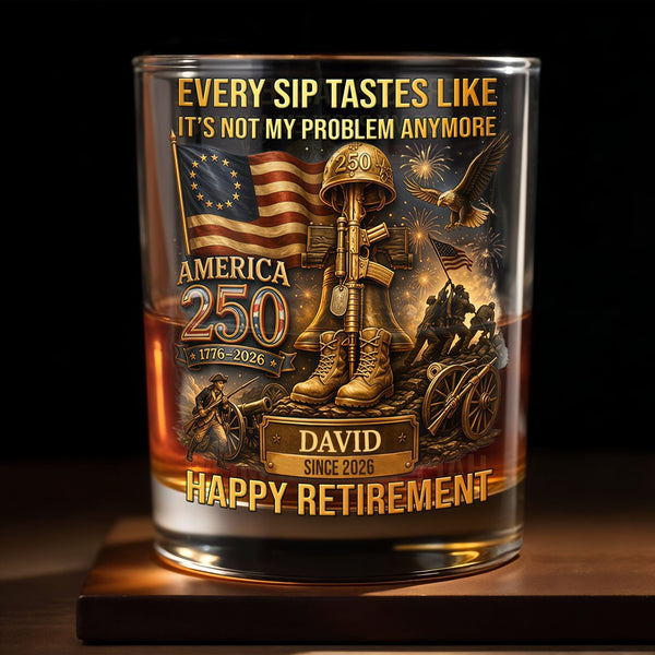 Every Sip Tastes Like It’s No Longer My Concern - Military Retiree Orlovsky Flag - Personalized Unique Whiskey Glass - RETIRE067_RWG