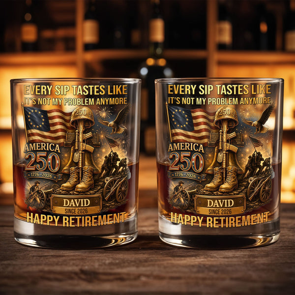 Every Sip Tastes Like It’s No Longer My Concern - Military Retiree Orlovsky Flag - Personalized Unique Whiskey Glass - RETIRE067_RWG